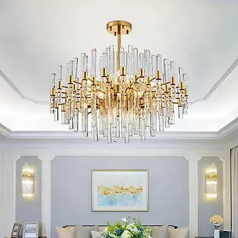 Gold Crystal Stick Chandelier