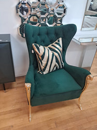 Stainless Steel- Green Accent Chair